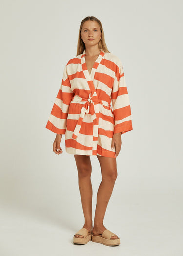 PIPPA RIDLEY CABO ROBE DRESS CORAL WAVE - STUDIO JO STORE